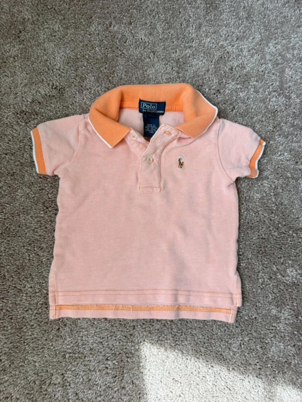 Ralph Lauren Kids Peach Polo with Orange Trim